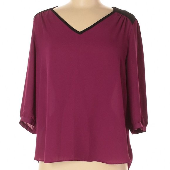 3/4 Sleeve Blouse in Burgundy Size XL - Picture 2 of 11